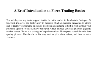 A Brief Introduction to Forex Trading Basics