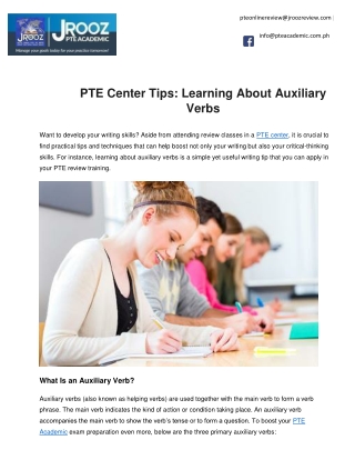 PTE Center Tips: Learning About Auxiliary Verbs