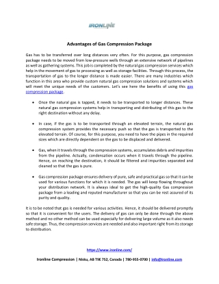 Advantages of Gas Compression Package