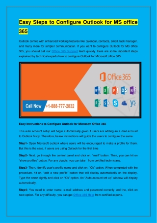 Easy Steps to Configure Outlook for MS office 365