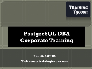 PostgreSQL DBA Corporate Training | Database Administration Training