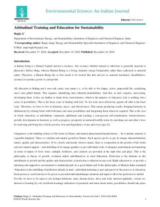 Attitudinal Training and Education for Sustainability