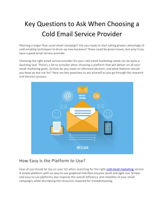 Key Questions to Ask When Choosing a Cold Email Service Provider