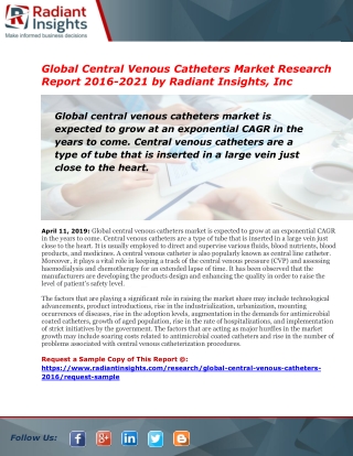 Central Venous Catheters Market Is Set to Boom in 2019 And Coming Years