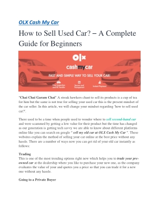 How to Sell Used Car? – A Complete Guide for Beginners