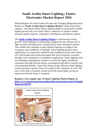 Saudi Arabia Smart Lighting | Future Electronics Market Report 2024