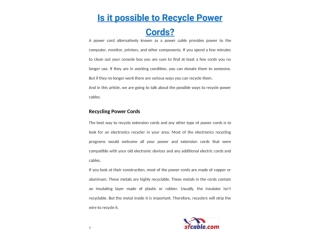 Is it possible to Recycle Power Cords?