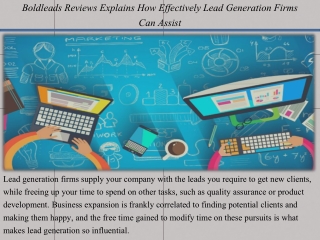 Boldleads Reviews Explains How Effectively Lead Generation Firms Can Assist