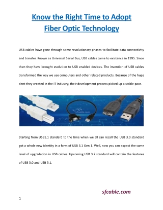 Know the Right Time to Adopt Fiber Optic Technology
