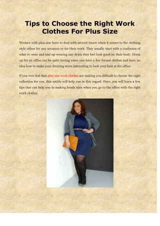 Tips to Choose The Right Work Clothes For Plus Size