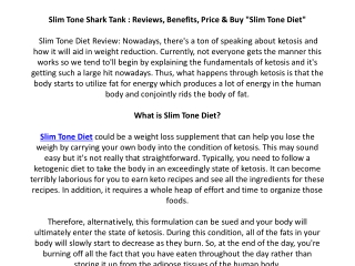 Slim Tone Diet Pills Reviews - Read How Does It Work?