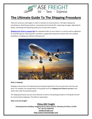 The Ultimate Guide To The Shipping Procedure