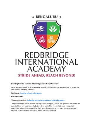 Boarding facilities available at Redbridge International Academy?
