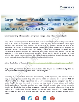 Large Volume Wearable Injectors Market To see Drastic Growth By 2026