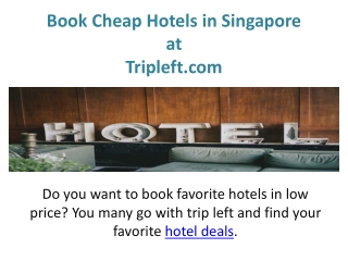 Book Cheap Hotels in Singapore