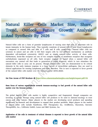 Natural Killer Cells Market to Continue Impressive Measured Growth through 2026
