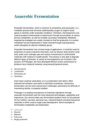 Anaerobic Fermentation