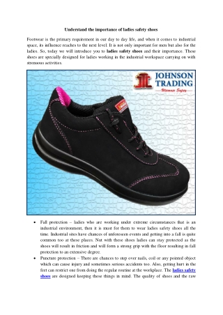 Understand the importance of ladies safety shoes