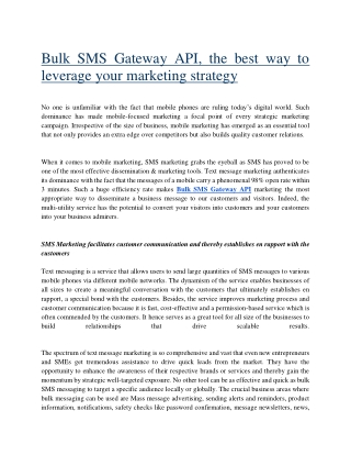 Make the most of your marketing strategy using Bulk SMS Gateway API