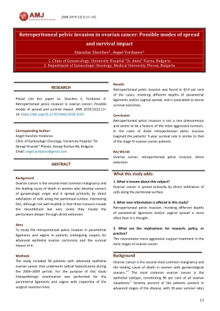 Retroperitoneal pelvic invasion in ovarian cancer: Possible modes of spread and survival impact