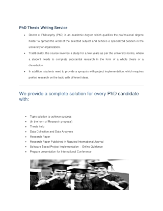 Phd thesis Writing Services