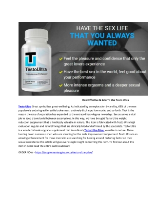 Testo Ultra - Best Quality Ingredients For Health