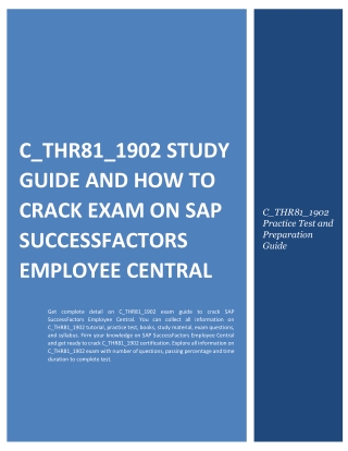 How to Prepare for SAP SF Employee Central (C_THR81_1902) Certification Exam?