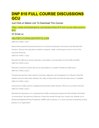 DNP 810 FULL COURSE DISCUSSIONS GCU