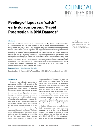 Pooling of lupus can “catch” early skin cancerous: “Rapid Progression in DNA Damage”