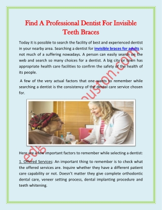 Find A Professional Dentist For Invisible Teeth Braces(1)