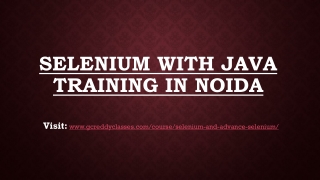 SELENIUM WITH JAVA TRAINING IN NOIDA