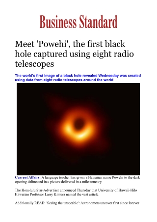 Meet 'Powehi', the first black hole captured using eight radio telescopes