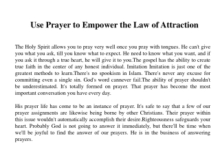 Use Prayer to Empower the Law of Attraction