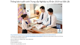 Thông báo tuyển sinh Trung cấp Nghiệp vụ lễ tân 2019 tại Đắk Lắk