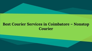 Best Courier Services in Coimbatore – Nonstop Courier