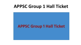 APPSC Group1 Hall Ticket 2019- Get Online Download Link & Exam Date