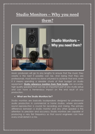 Studio Monitors – Why you need them?