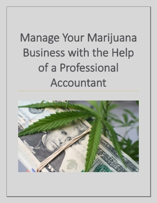 Manage Your Marijuana Business with the Help of a Professional Accountant