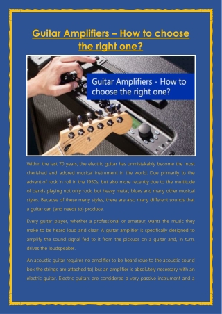 Guitar Amplifiers - how to Choose the Right One?