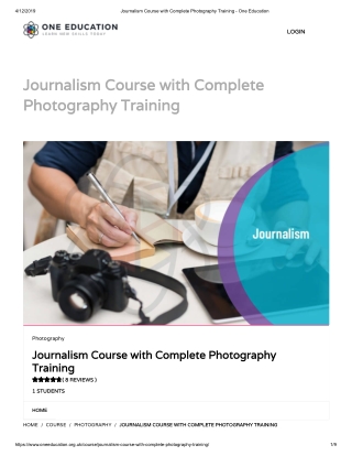 Journalism Course with Complete Photography Training - One Education