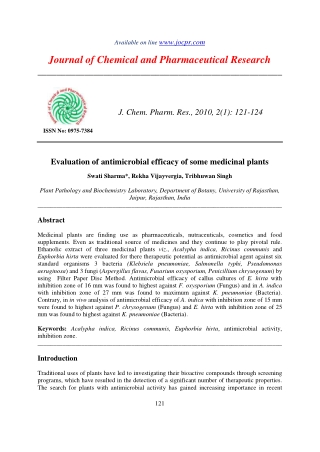 Evaluation of antimicrobial efficacy of some medicinal plants