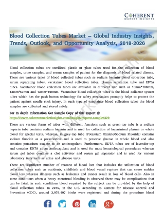 Blood Collection Tubes Market – Global Industry Insights, Trends, Outlook, and Opportunity Analysis, 2018-2026
