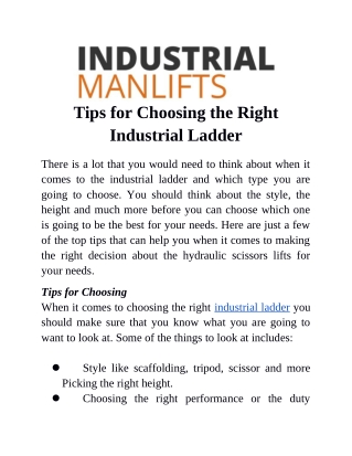 Tips for Choosing the Right Industrial Ladder