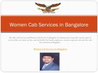 Women Cab Services in Bangalore