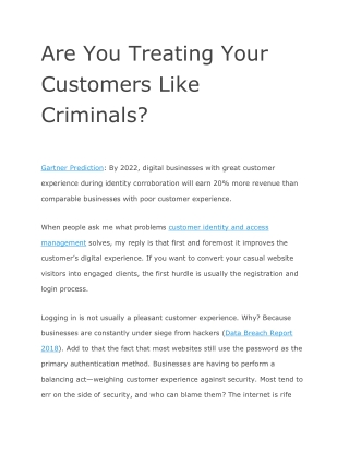 Are you Treating your Customers like Criminals