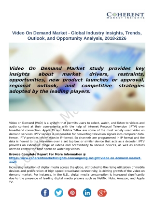 Video On Demand Market - Global Industry Insights, Trends, Outlook, and Opportunity Analysis, 2018-2026