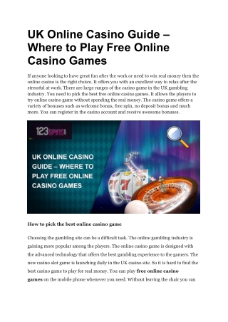 UK Online Casino Guide – Where to Play Free Online Casino Games