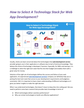 [Infographic] How to Select A Technology Stack for Web App Development?