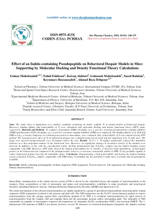 Effect of an Indole-containing Pseudopeptide on Behavioral Despair Models in Mice: Supporting by Molecular Docking and D