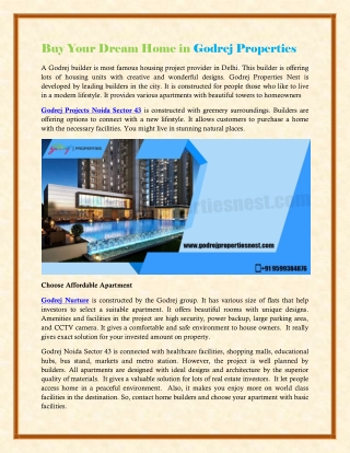 Buy Your Dream Home in Godrej Properties